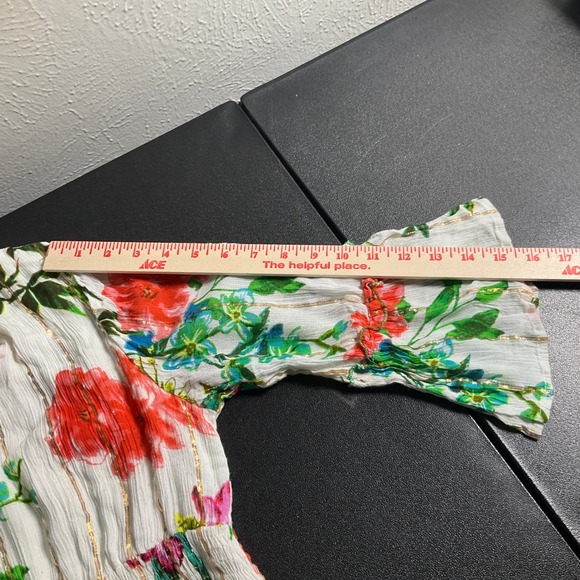 ME 2 Magic Maxi Dress Sz S Romantic Anthropologie White Gold‎ Floral Gypsy Boho - Picture 11 of 14